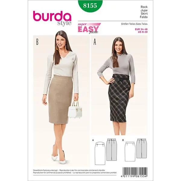 Nyhet i webbutiken - Burda 8155 pennkjol dam, stl 34-46