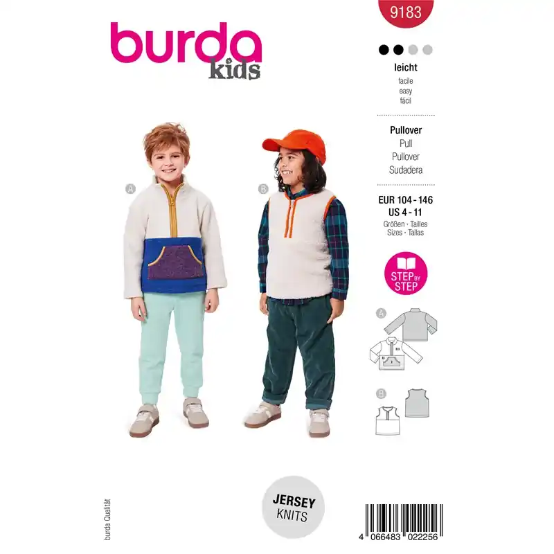 Burda 9183 Pullover och väst för barn | Tillverkarpris