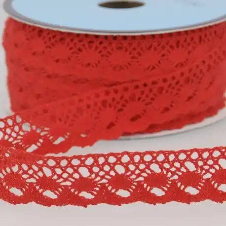 Spetsband i polyester 25 mm, röd | Extra rabatt